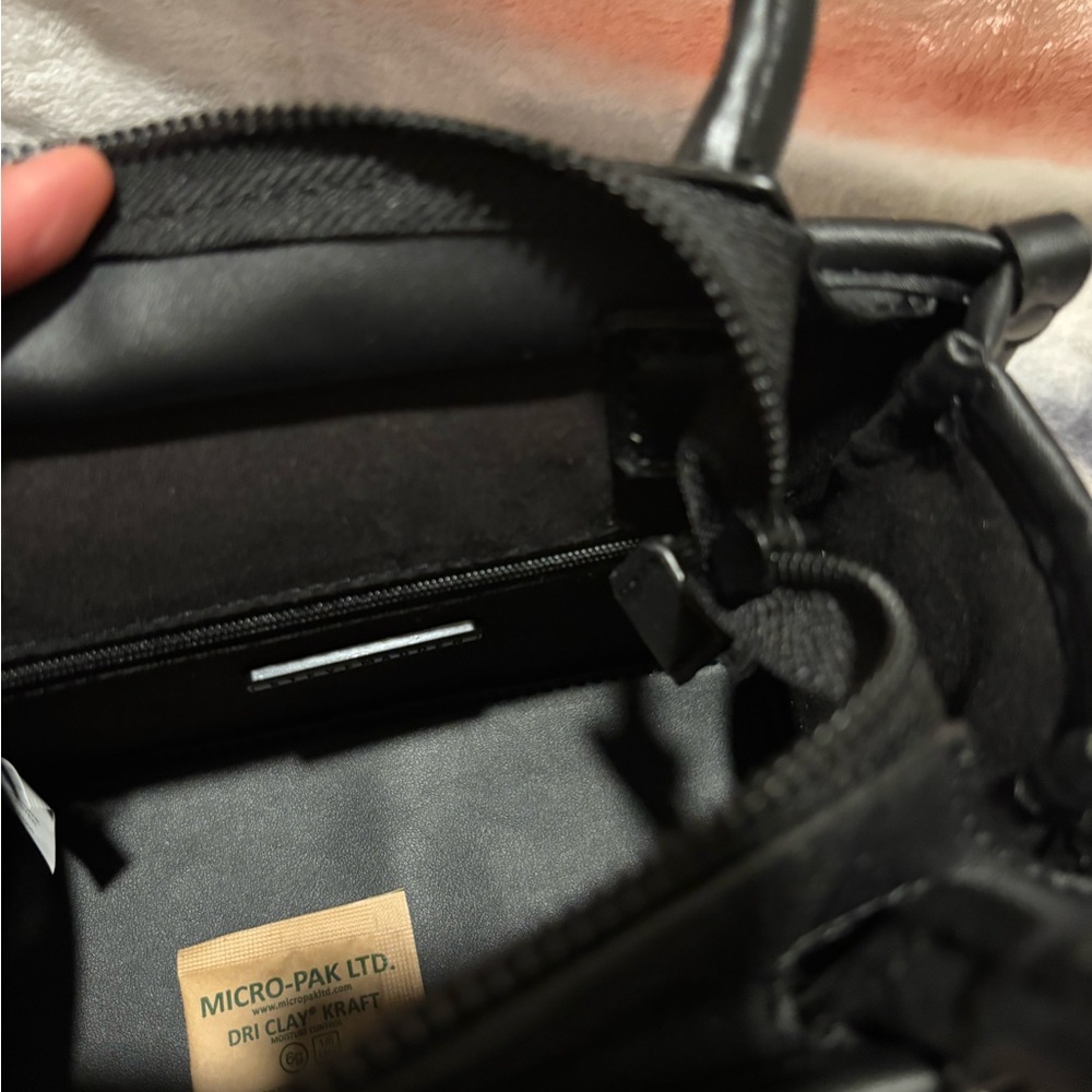 Steve Madden Black Textured Mini Satchel with Chain Strap - Picture 5 of 8